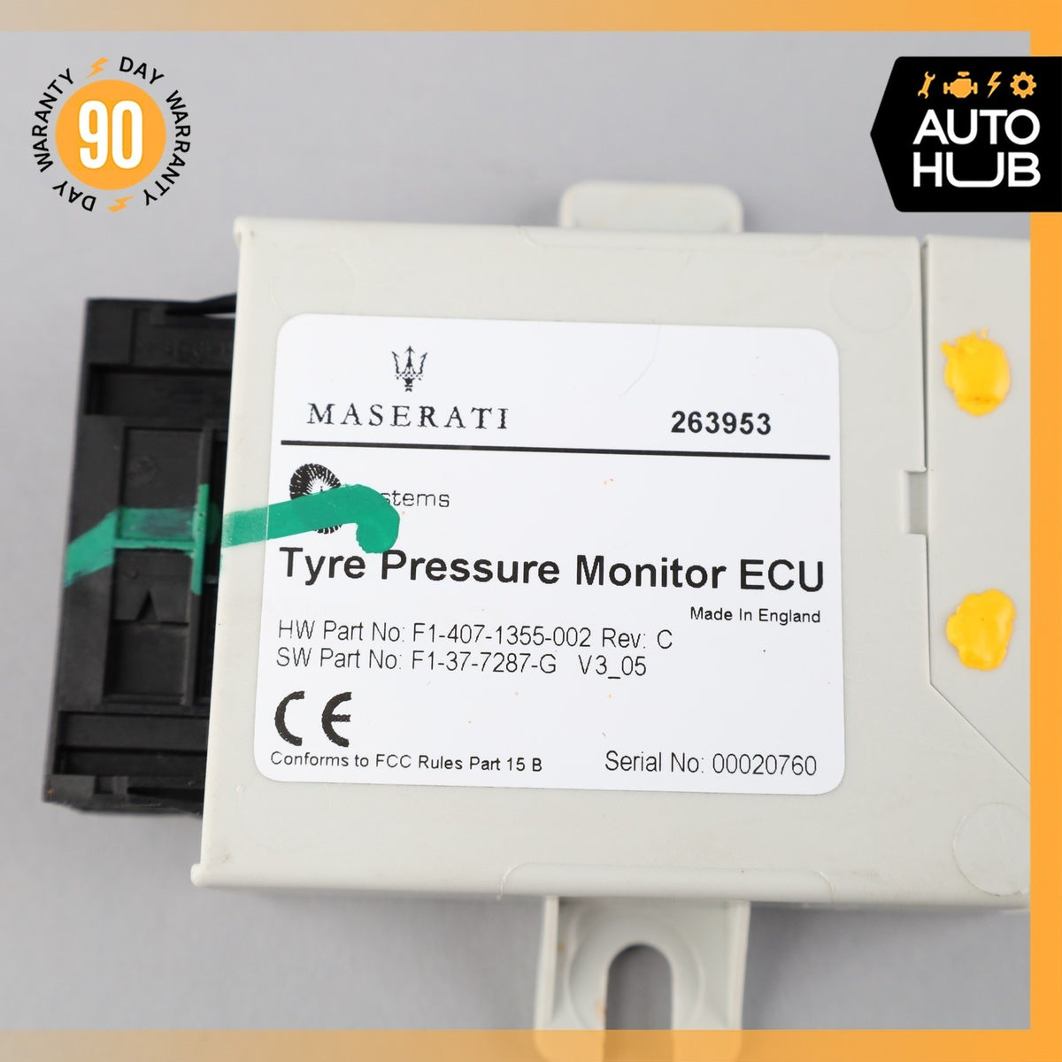 08-16 Maserati Quattroporte M139 Tire Pressure Monitor Module 263953 OEM 51k - photo 9
