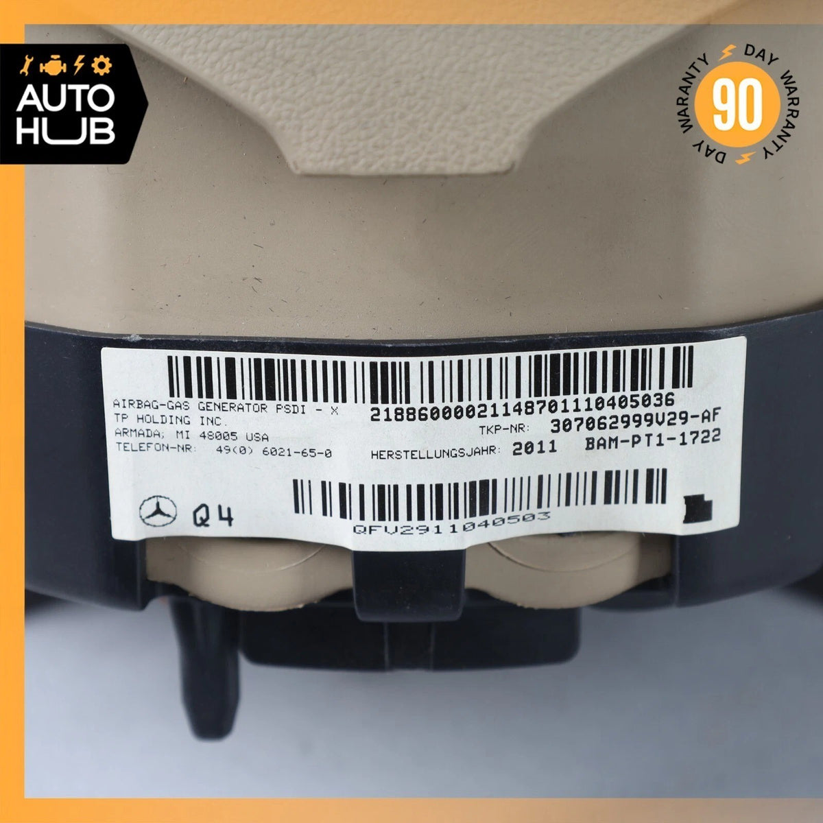 12-17 Mercedes W212 E250 C250 CLS550 Driver Steering Wheel Airbag Beige OEM - photo 12