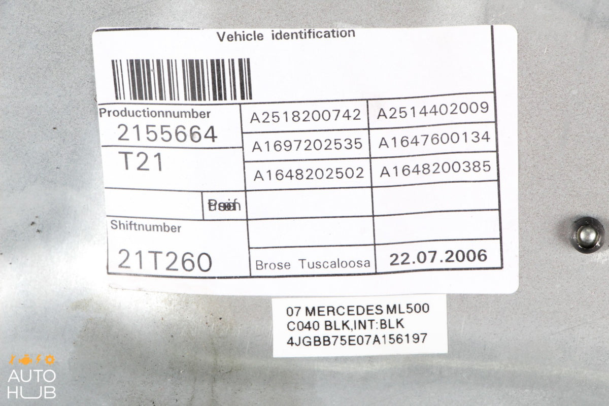 06-12 Mercedes W164 ML500 GL450 Window Regulator Panel Front Left Side OEM - photo 12