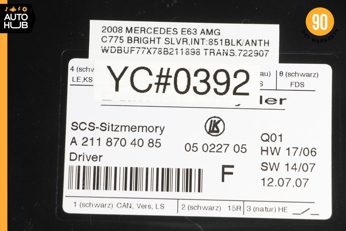 03-12 Mercedes W211 E63 AMG GL350 SLK350 GL550 Seat Control Module Left Side OEM - photo 8