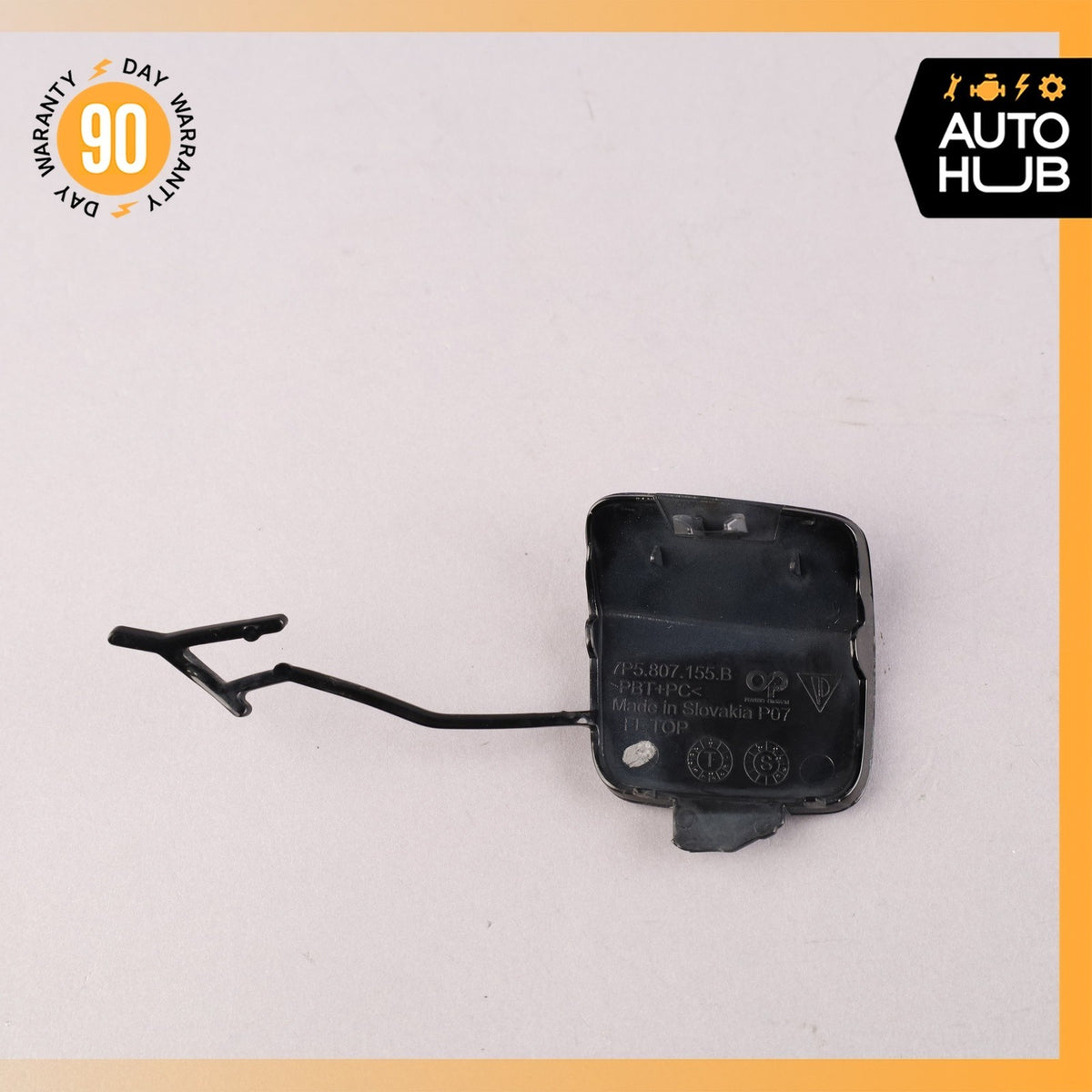 15-18 Porsche Cayenne 958 Front Left Bumper Tow Hook Hitch Cover Lid Black OEM - photo 4