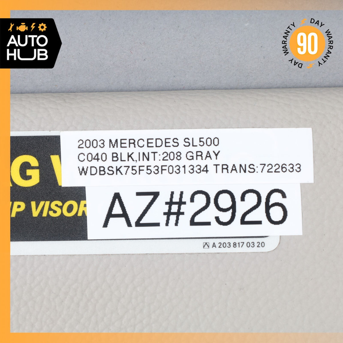 03-06 Mercedes R230 SL500 SL55 AMG Right Passenger Side Sun Visor Shade Gray OEM - photo 12