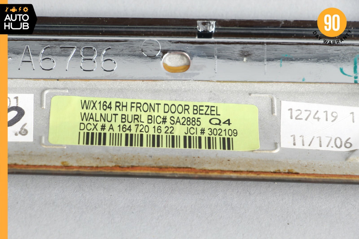 06-12 Mercedes W164 ML550 GL450 Front Right Side Door Panel Bezel Trim Wood OEM - photo 10