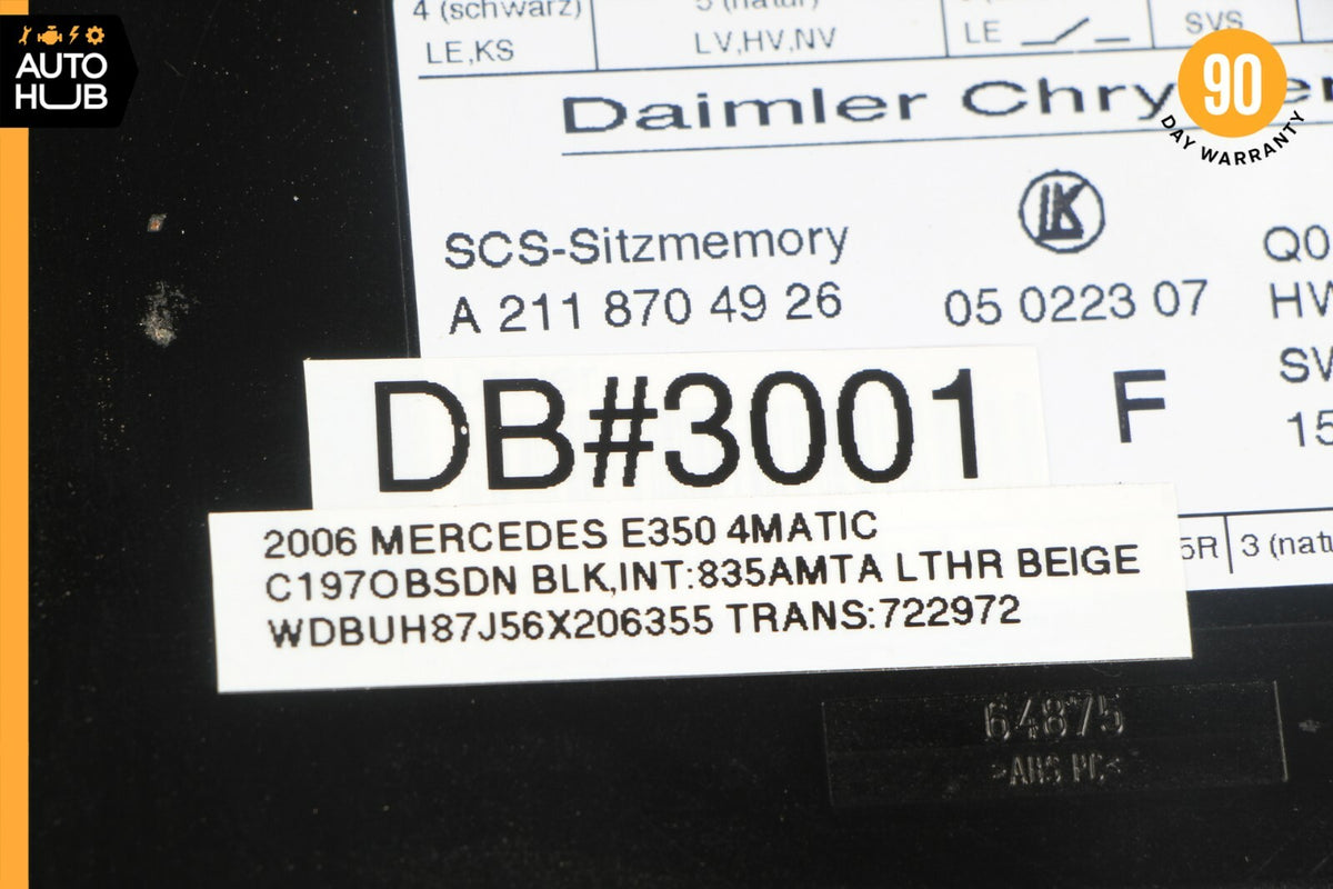 03-12 Mercedes W211 E350 ML500 CLS550 E550 Seat Control Module Left OEM - photo 10