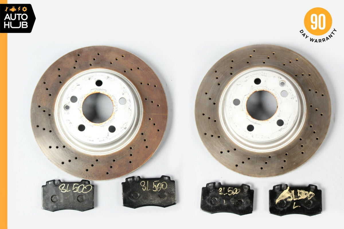 03-06 Mercedes R230 SL500 Front Brake Rotor Disc Set of 2 With Pads OEM - photo 1