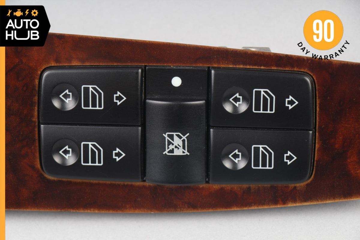 03-06 Mercedes W220 S430 S55 AMG Left Side Master Window Switch Trim Wood OEM - photo 3