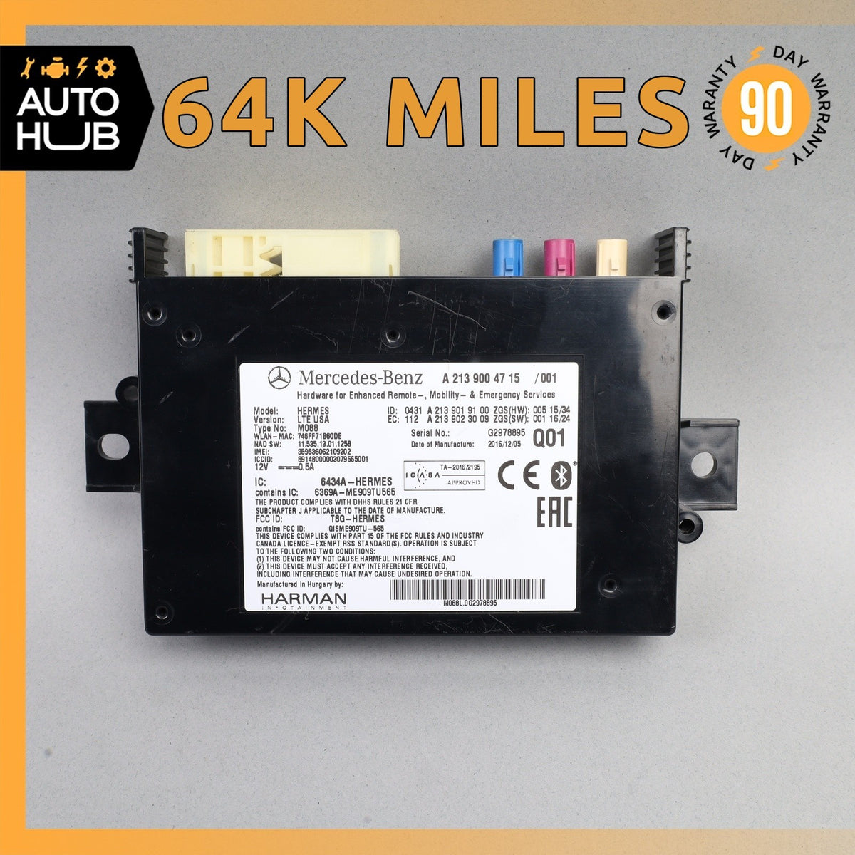 Mercedes W205 C63 AMG-S Telematic Communication Control Module OEM - photo 1