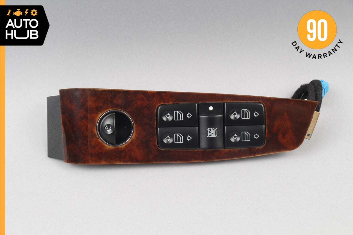 03-06 Mercedes W220 S430 S55 AMG Left Side Master Window Switch Trim Wood OEM - photo 1