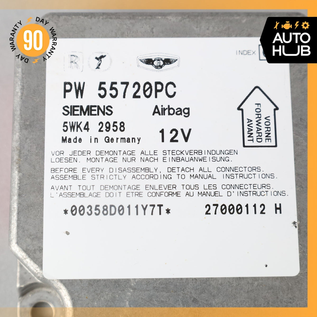 00-02 Bentley Arnage / RR Seraph Airbag Air Bag Sensor SRS Control Module OEM - photo 9