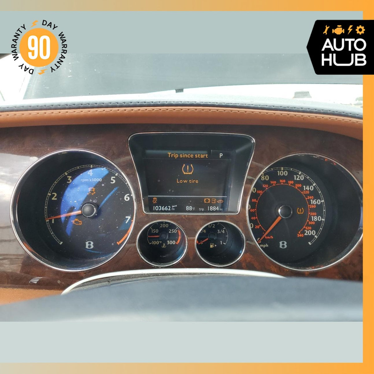 12-13 Bentley Continental Flying Spur Instrument Cluster Speedometer OEM 103k - photo 2