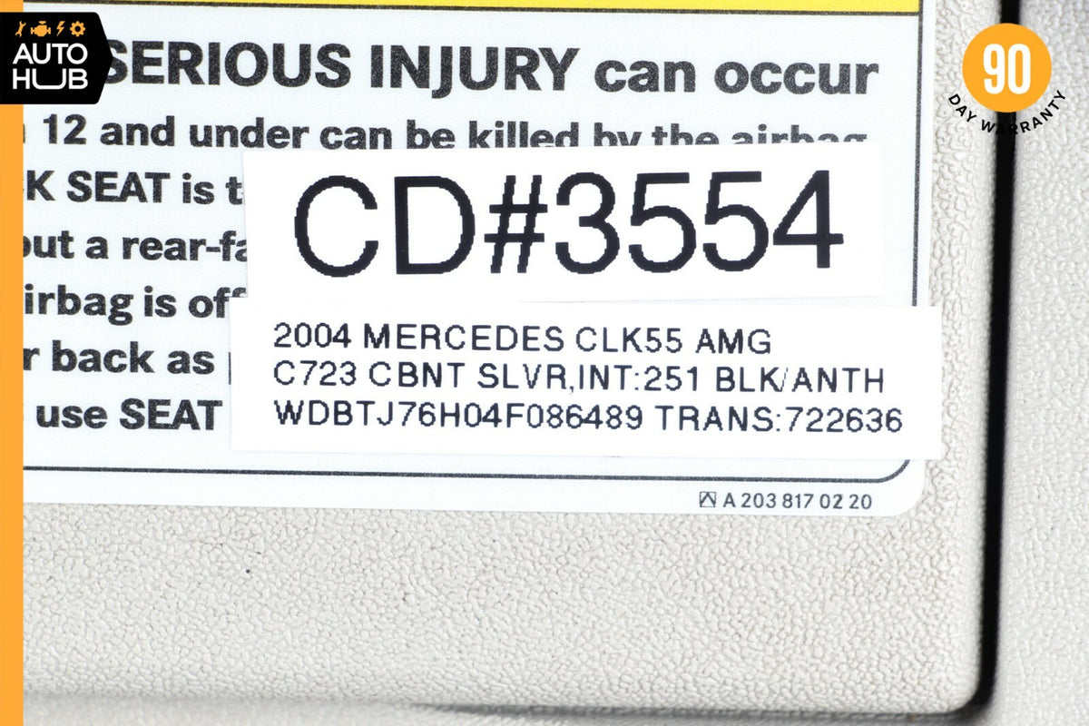 02-09 Mercedes W209 CLK55 AMG C230 Left Driver Side Sunvisor Sun Visor Gray OEM - photo 10