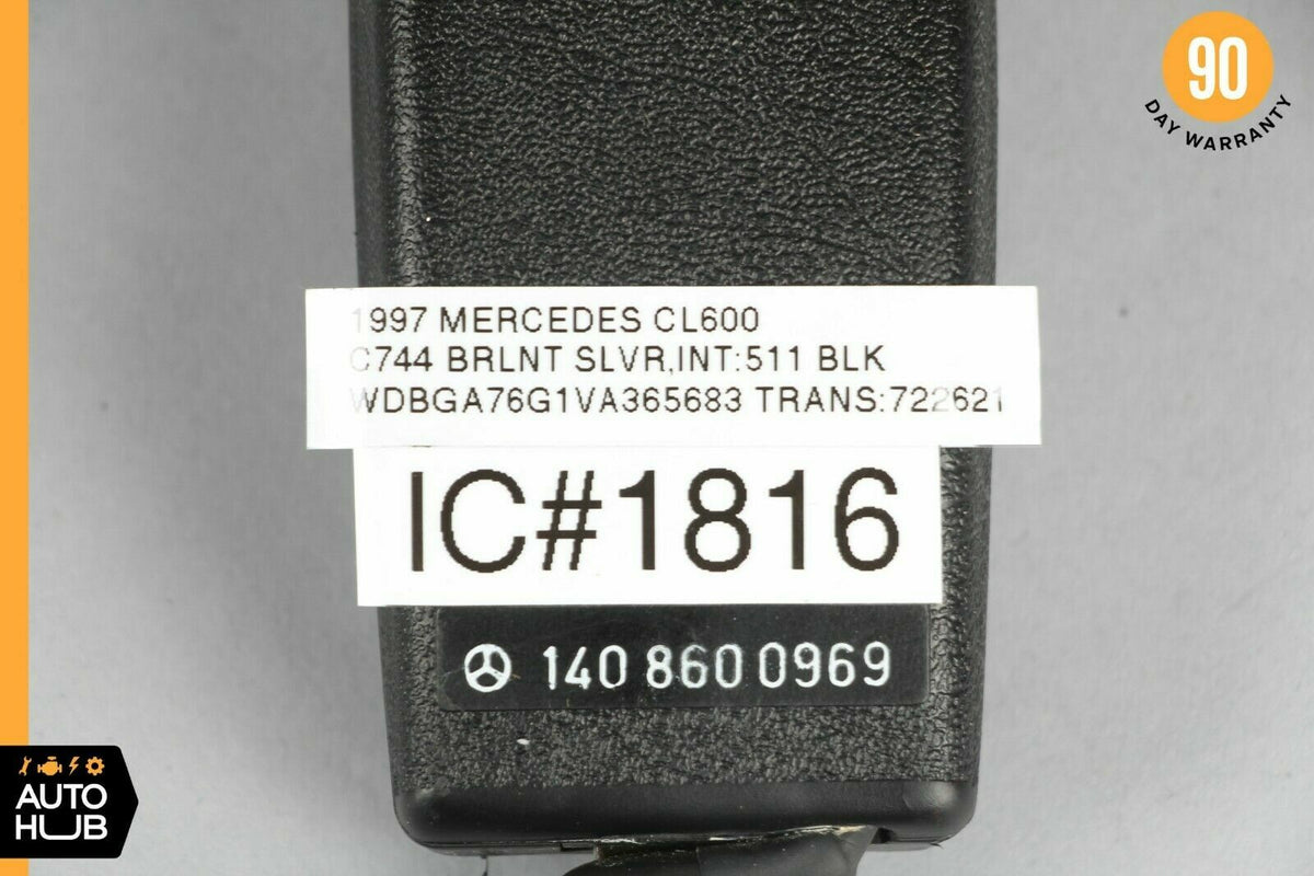 92-99 Mercedes W140 CL600 400SEL CL500 Front Left Seat Belt Buckle Black OEM - photo 9