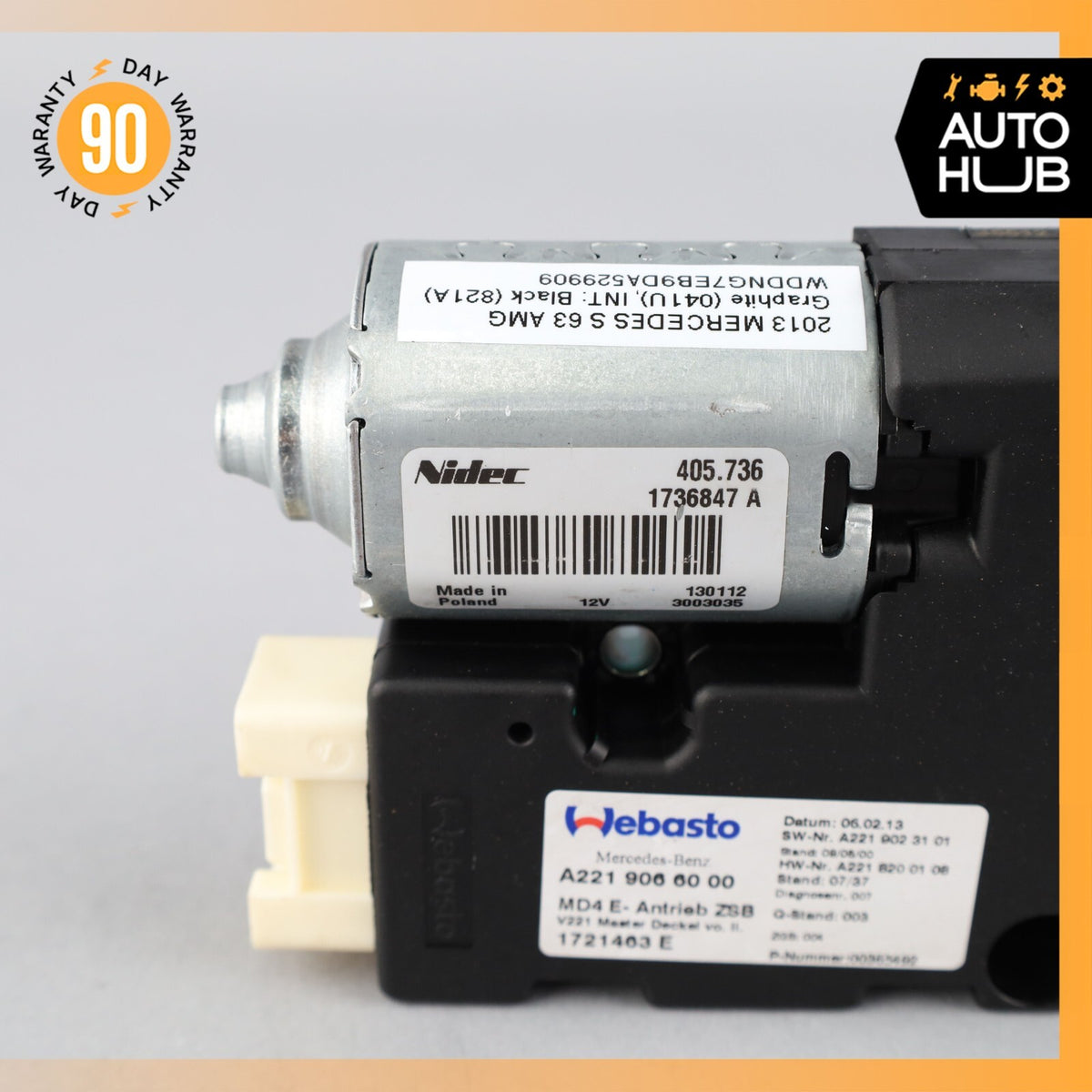 07-13 Mercedes W221 S63 AMG S550 S400 Sunroof Sun Roof Motor 2219066000 OEM - photo 2