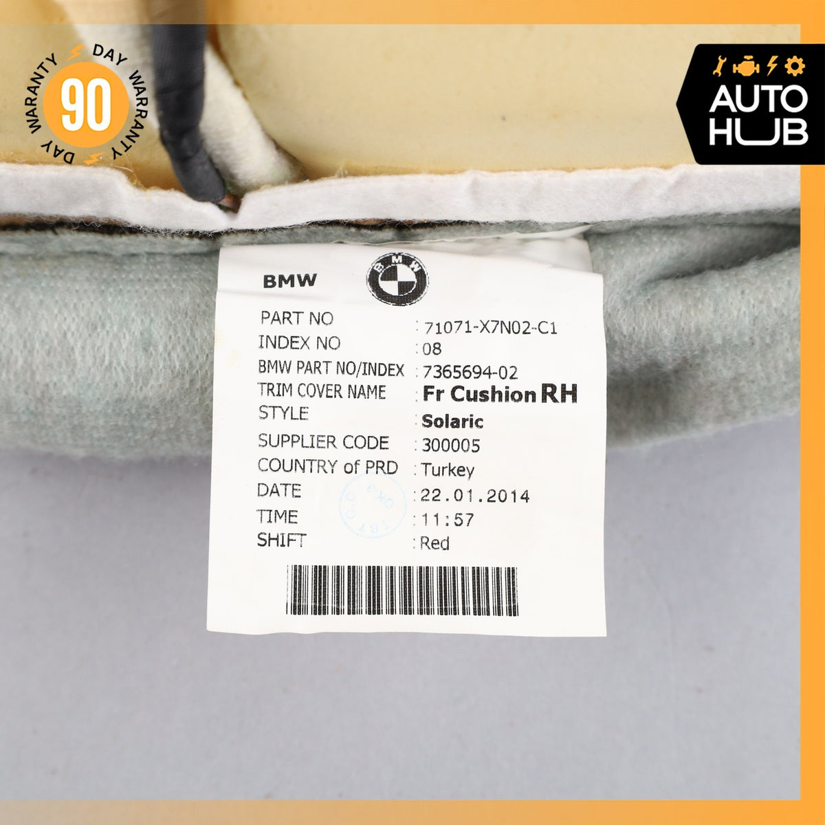 14-17 BMW i3 I01 Front Right Passenger Side Lower Bottom Seat Cushion OEM - photo 17