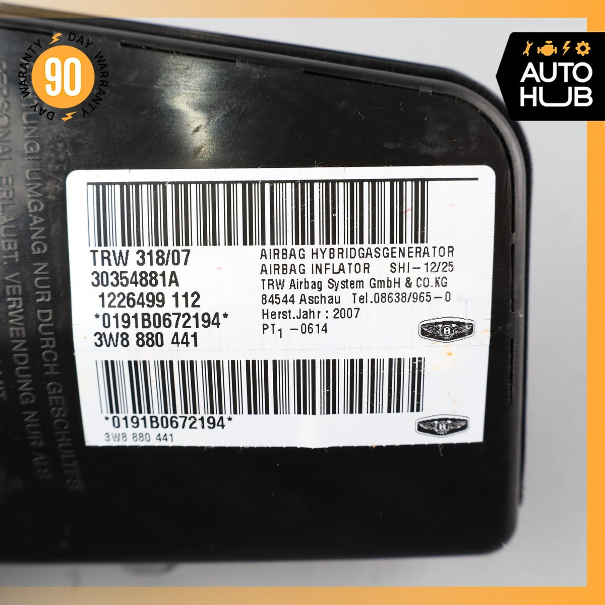 03-11 Bentley Continental GTC GT Front Left Driver Side Seat Airbag SRS OEM 43k - photo 10