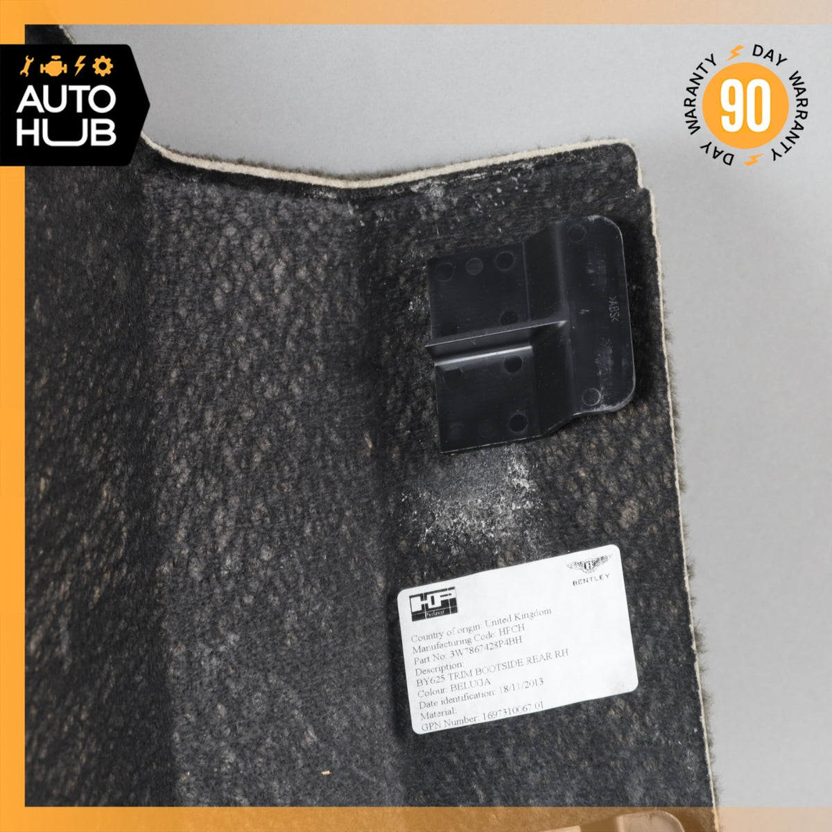12-18 Bentley Continental GTC Right Side Inside Trunk Panel Carpet Cover OEM 32k - photo 11
