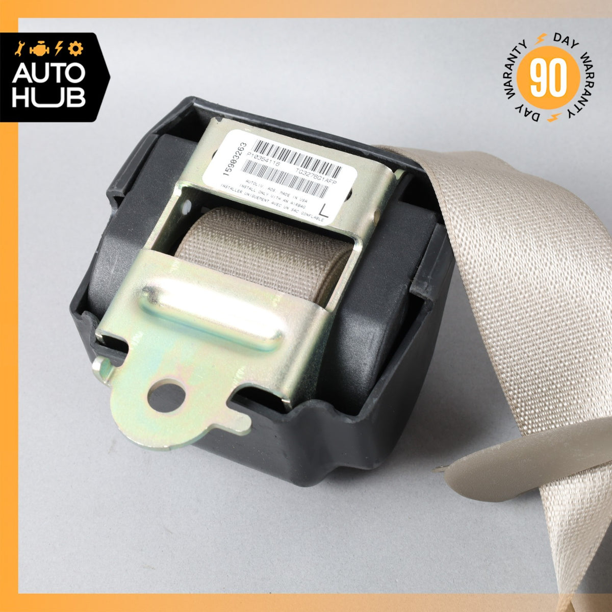 04-05 Cadillac XLR Left Driver Seatbelt Seat Belt Retractor Beige 89023213 OEM - photo 12