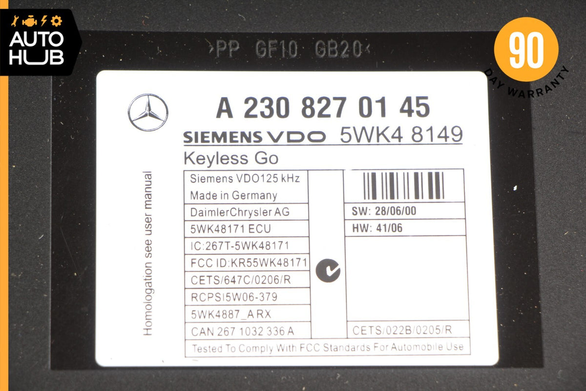07-12 Mercedes R230 SL550 SL600 SL63 AMG Keyless Go Entry Control Module OEM - photo 10