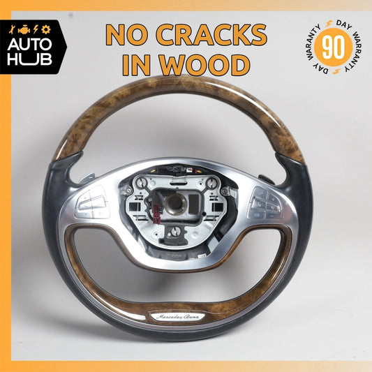 14-17 Mercedes W222 S550 S600 Steering Wheel Wood w/ Paddle Shifters OEM - photo 1