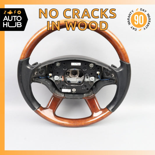 07-10 Mercedes W221 S550 CL550 Driver Steering Wheel w/ Paddle Shifters Wood OEM - photo 1