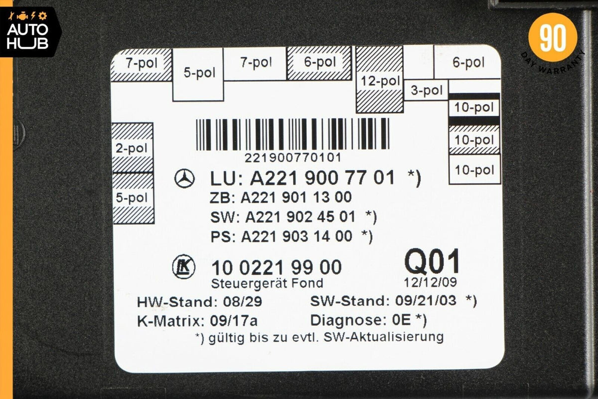07-13 Mercedes W221 S550 S400 Rear Right or Left Side Door Control Module OEM - photo 9