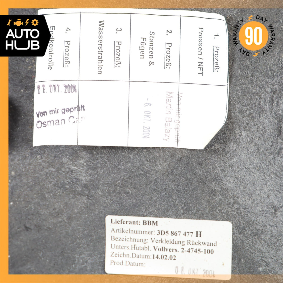 03-10 Bentley Continental GT Coupe Rear Trunk Upper Liner Carpet Trim Panel OEM - photo 13