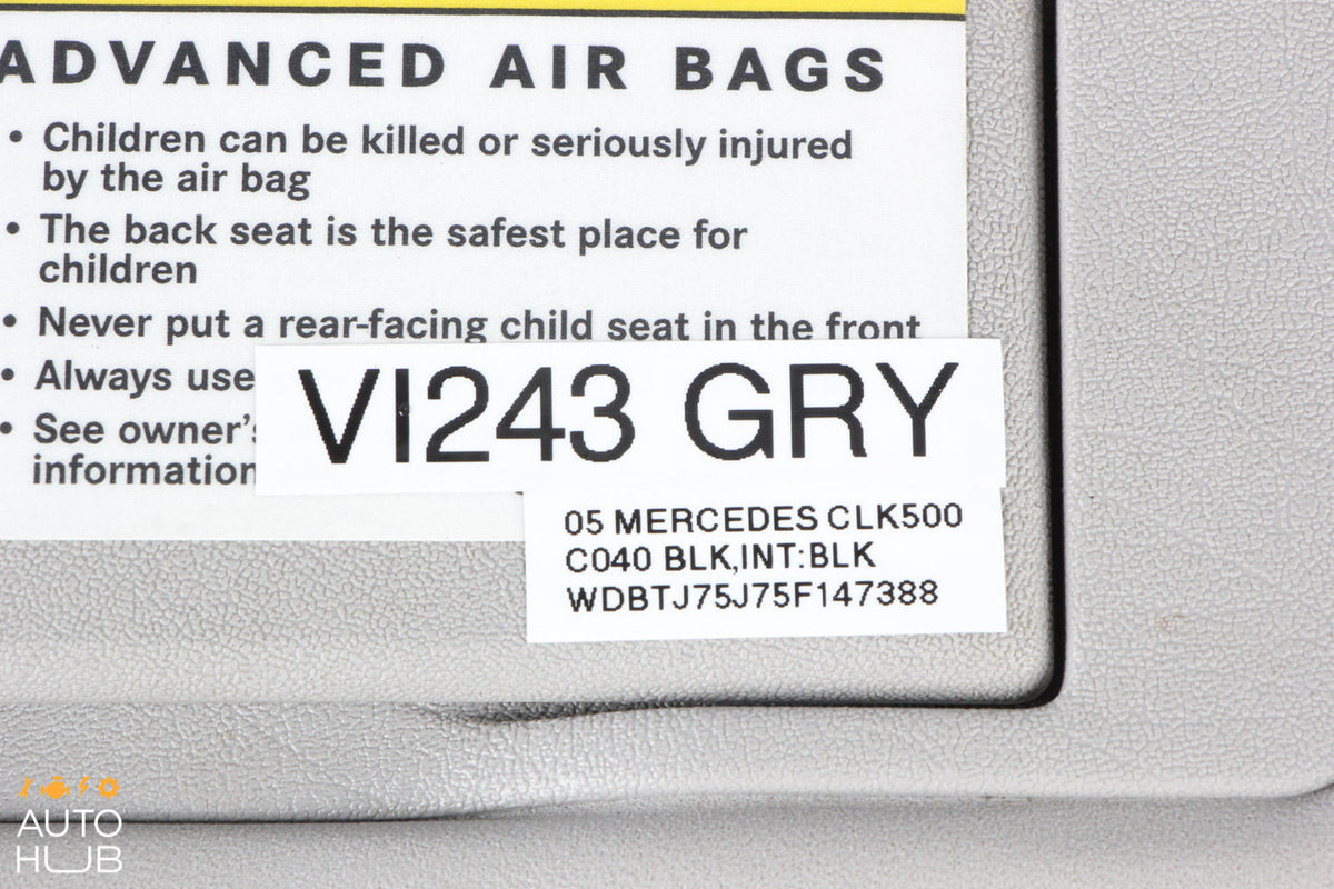 03-09 Mercedes W209 CLK500 CLK55 Right Passenger Side Sunvisor Sun Visor Gray #6 - photo 4