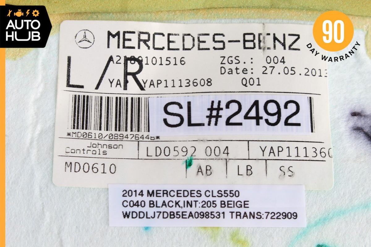 12-14 Mercedes W218 CLS550 Top Upper Seat Cushion Front Left Side Beige OEM - photo 12