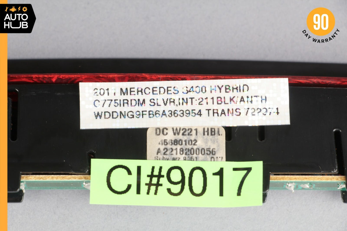 07-14 Mercedes W221 S400 CL63 AMG Rear 3RD Third Brake Stop Light Black OEM - photo 12