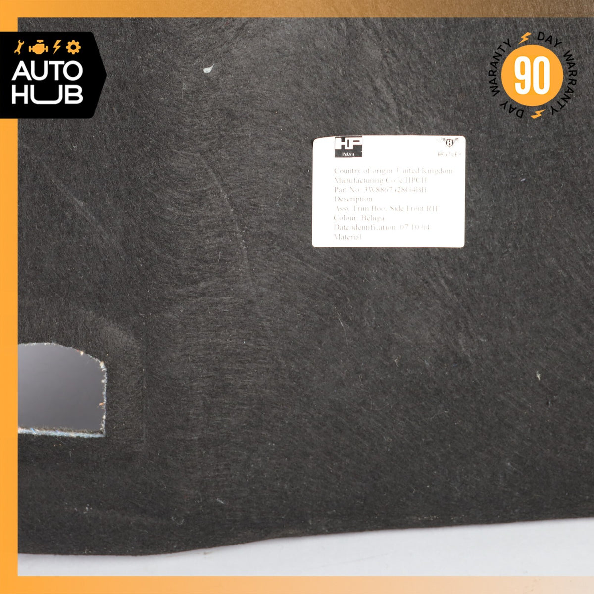 Bentley Continental GT Coupe Rear Right Trunk Tailgate Liner Carpet Panel OEM - photo 13