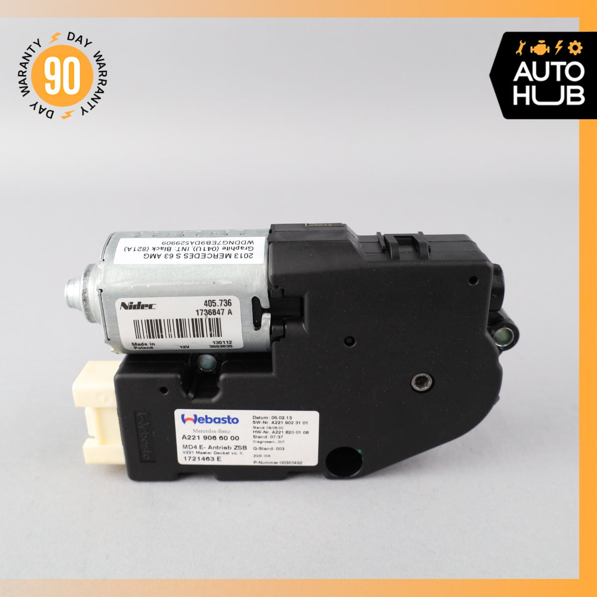 07-13 Mercedes W221 S63 AMG S550 S400 Sunroof Sun Roof Motor 2219066000 OEM - photo 1