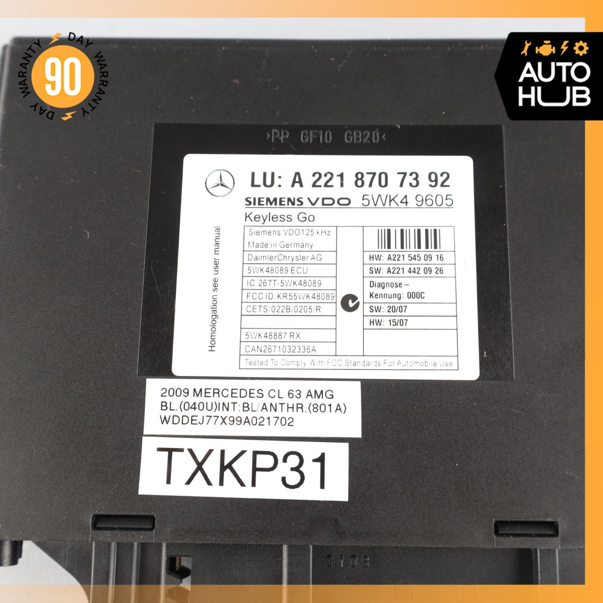 07-10 Mercedes W216 CL63 AMG CL550 S550 Keyless Go Control Module 2218707392 OEM - photo 7