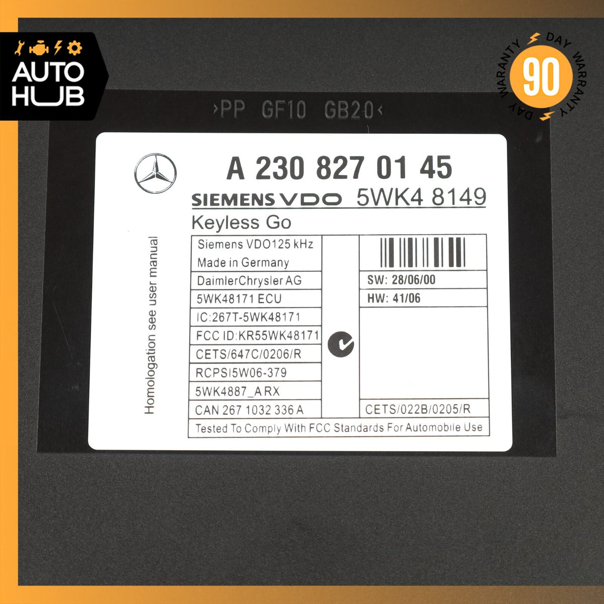 07-12 Mercedes R230 SL550 SL500 SL600 Keyless Go Entry Control Module OEM - photo 7
