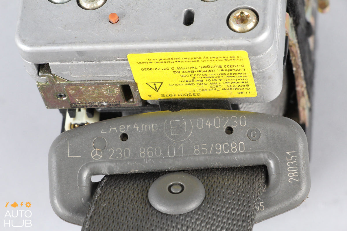 03-06 Mercedes R230 SL550 SL55 Left Driver Side Seat Belt Retractor Charcoal OEM - photo 9