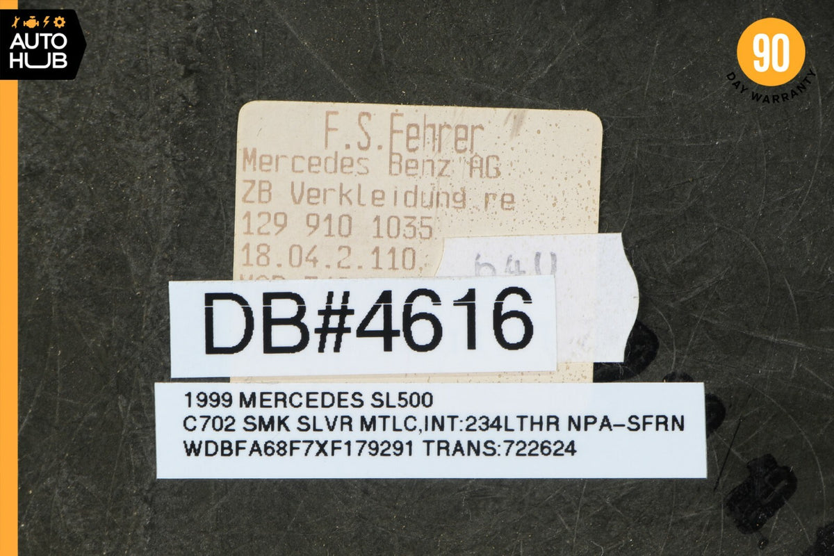 90-02 Mercedes R129 SL500 300SL Right Side Seat Backrest Cover Panel Trim Beige - photo 12