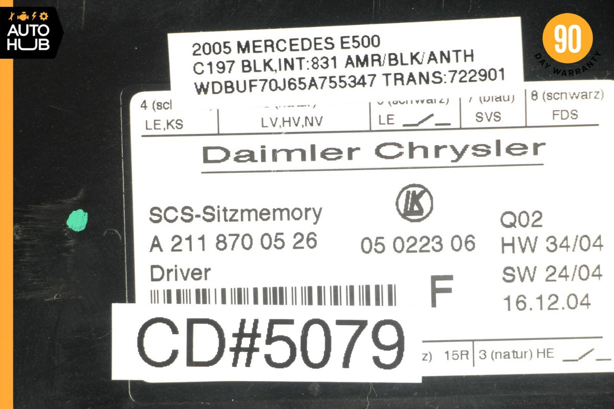 03-12 Mercedes W211 E500 CLS550 E320 ML500 Seat Control Module Left Side OEM - photo 7