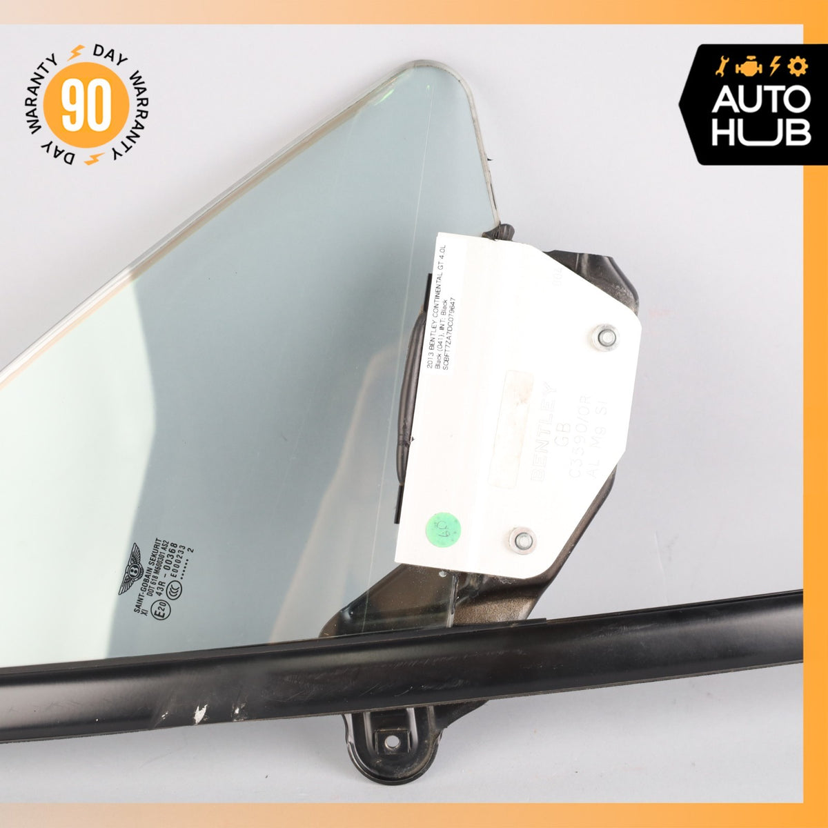 03-17 Bentley Continental GT Front Right Side Door Vent Window Glass OEM - photo 3