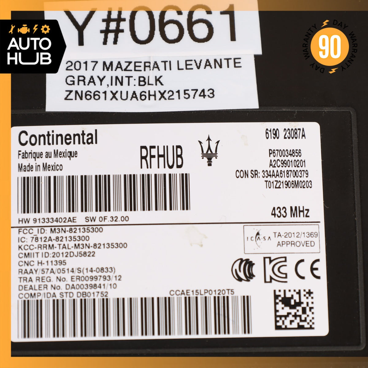 14-20 Maserati Levante Ghibli Passive Entry RF Hub Control Module ECU OEM 44k - photo 7