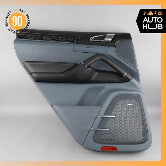 Porsche Cayenne 958 Turbo Rear Left Side Interior Door Panel Leather Blue OEM - photo 1