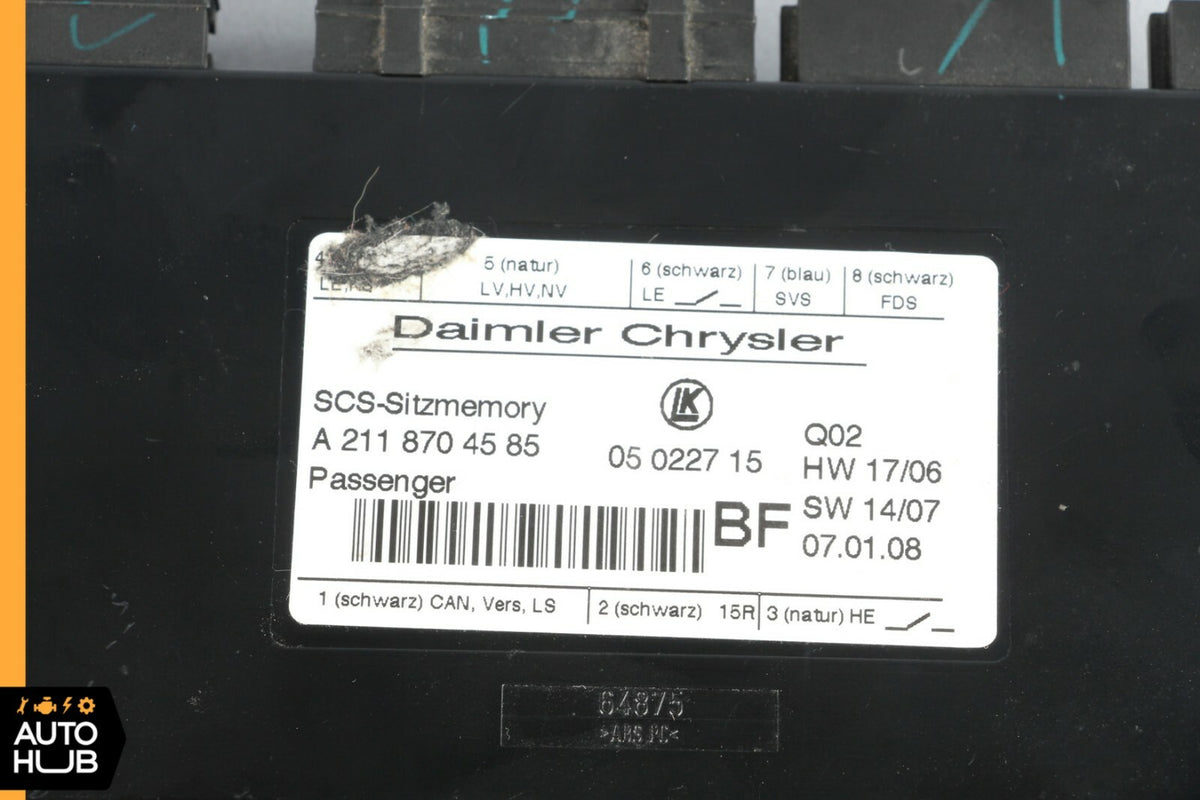06-09 Mercedes W211 E550 CLS500 Seat Control Module Front Right Passenger OEM - photo 11