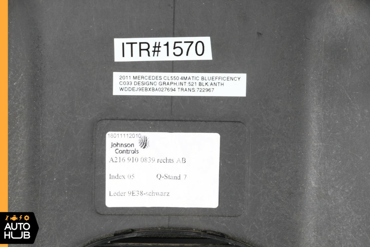 07-14 Mercedes W216 CL600 CL63 Front Right Passenger Seat Back Panel Cover OEM - photo 10