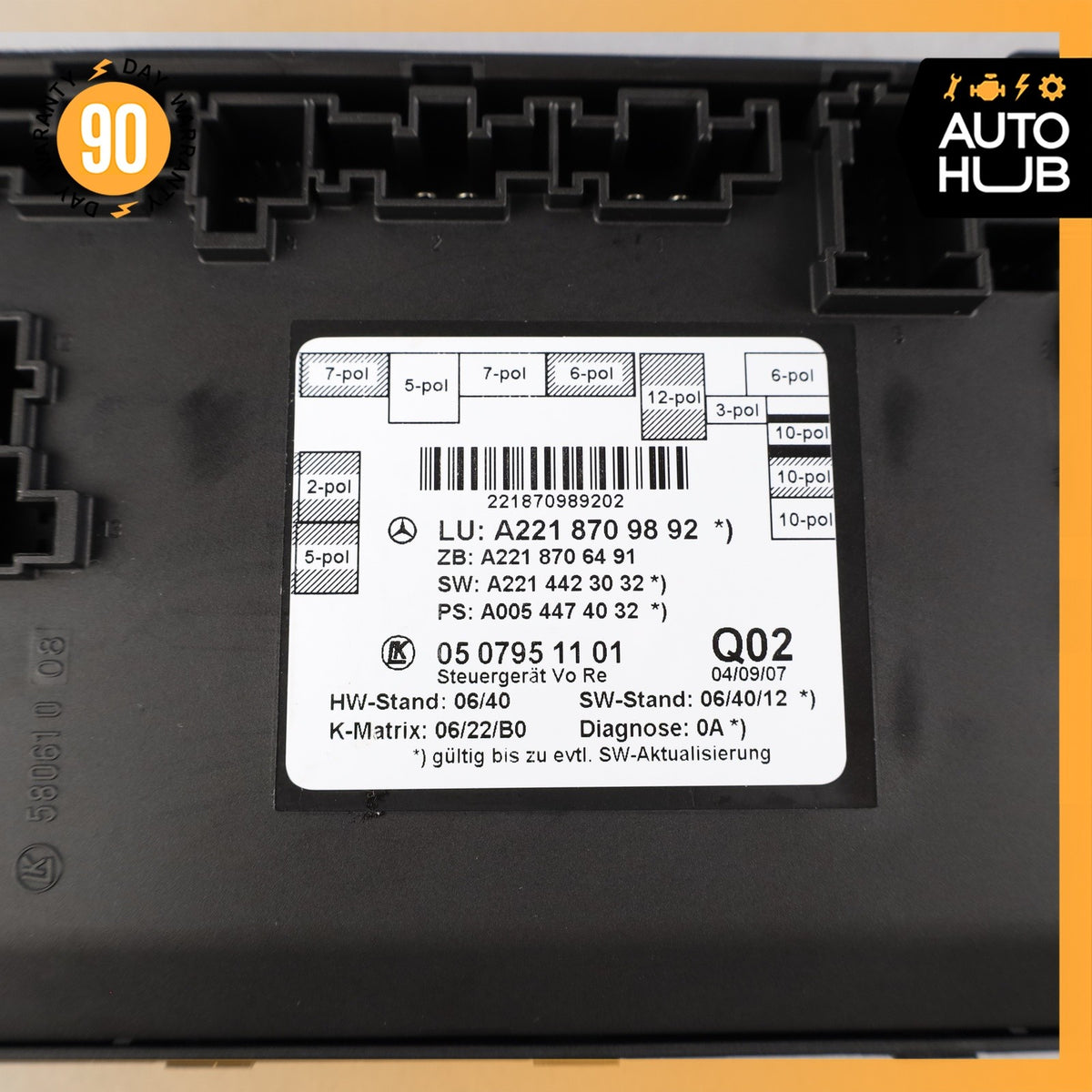 07-13 Mercedes W221 S550 S63 AMG Front Right Door Control Module 2218709892 OEM - photo 9