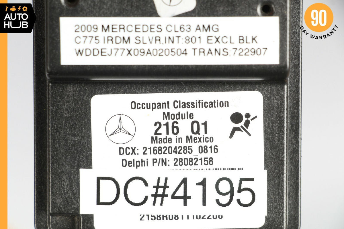 07-10 Mercedes W216 CL63 AMG Seat Occupancy Module Right Passenger 2168204285 - photo 5