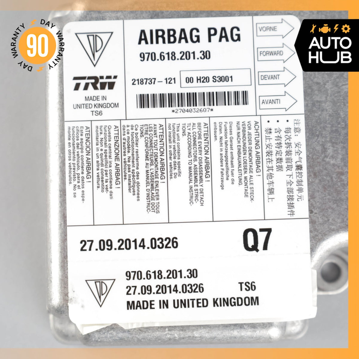 Porsche Panamera 970 Hybrid S Airbag Air Bag Sensor SRS Control Module OEM - photo 3