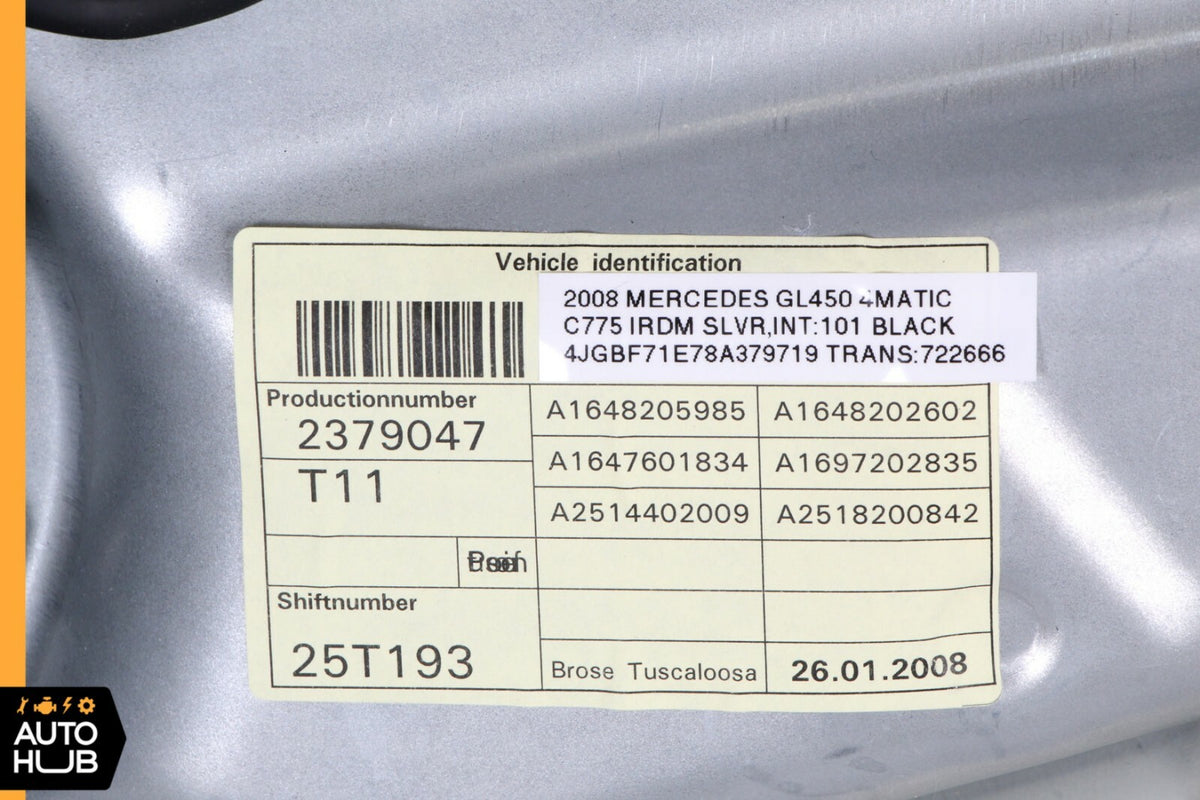 06-12 Mercedes W164 ML500 GL450 Window Regulator Panel Front Right Passenger OEM - photo 6