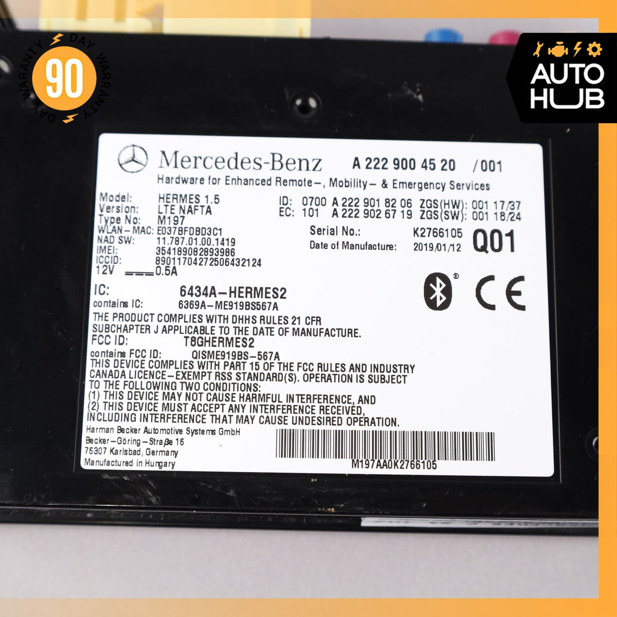 15-23 Mercedes W205 C63 C43 AMG Bluetooth Telematic Control Module OEM 43k - photo 9