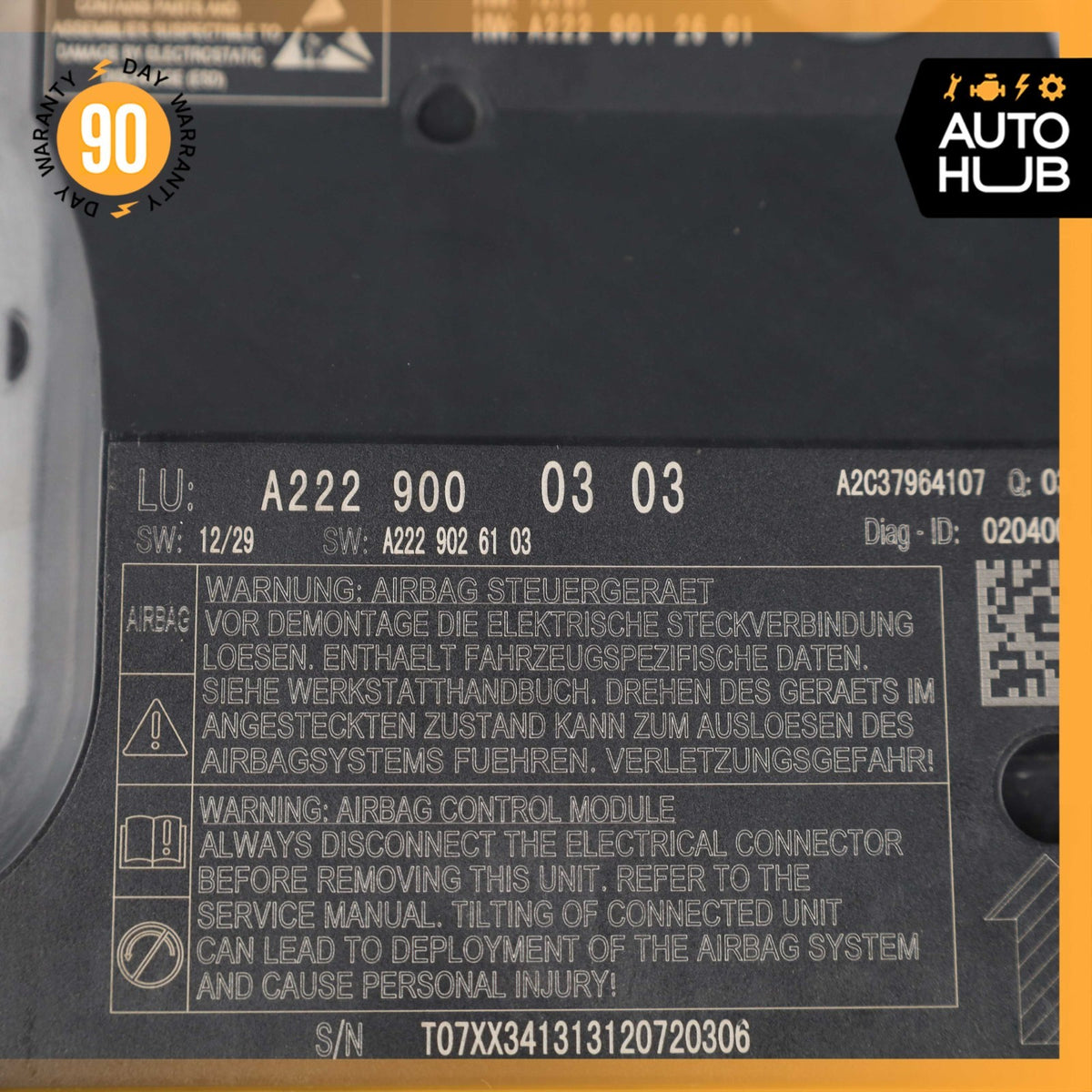 2014 Mercedes W222 S63 AMG Airbag Air Bag Sensor SRS Control Module OEM - photo 8