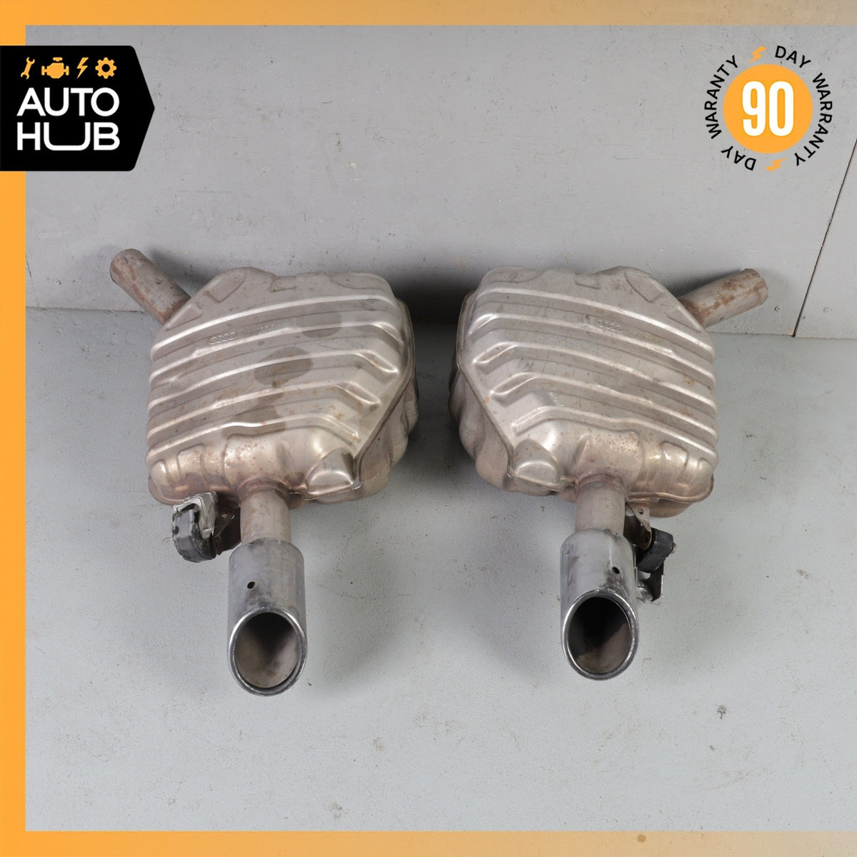 11-12 Audi D4 A8 4.2L V8 Left & Right Exhaust Muffler Mufflers Tips OEM - photo 13