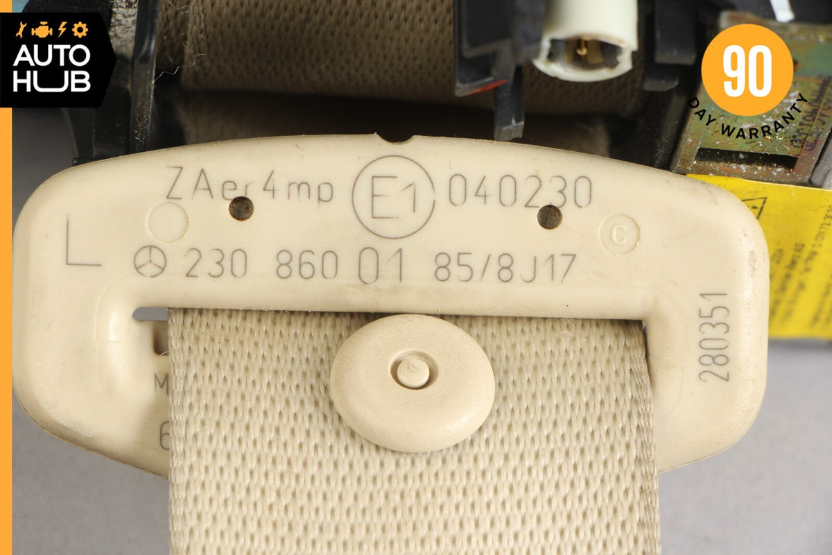 03-06 Mercedes R230 SL500 SL55 AMG Left Side Seat Belt Retractor Beige OEM - photo 11