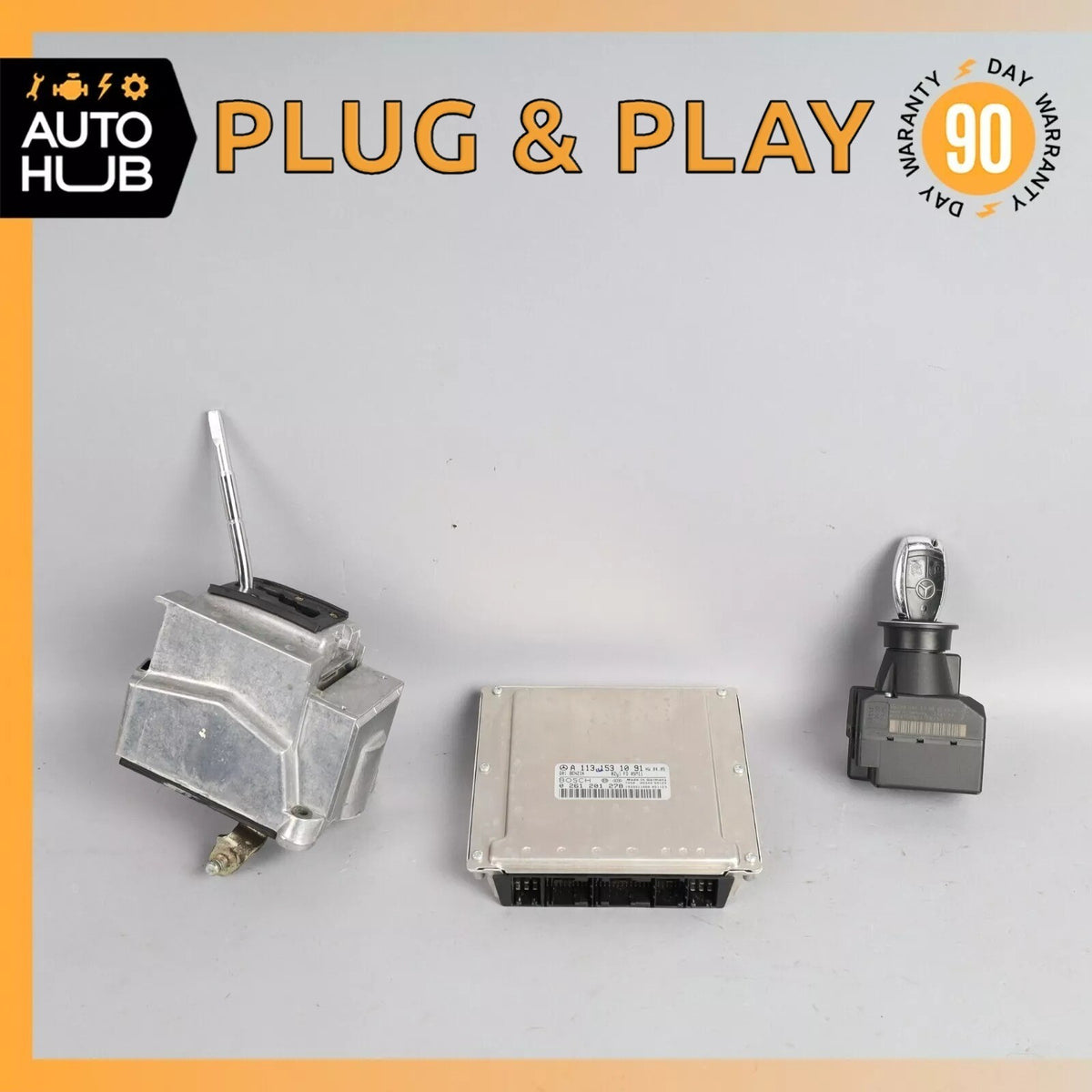 Mercedes R230 SL500 ECU Engine Computer EIS Ignition Switch Key Shifter Set - photo 1